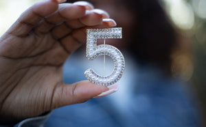Pearl & Crystal Number Lapel Pins