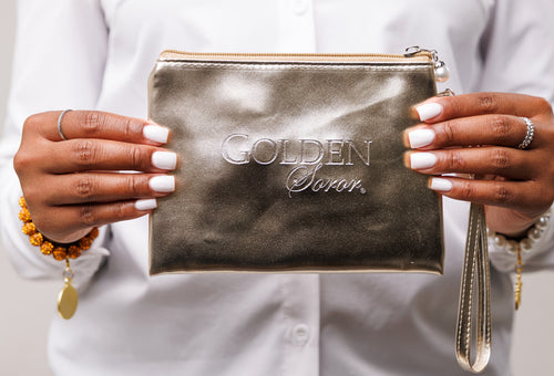 AKA Golden Soror Wristlet with Pearl Zipper