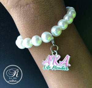 AKA Pearl Bracelet with Life Member Charm