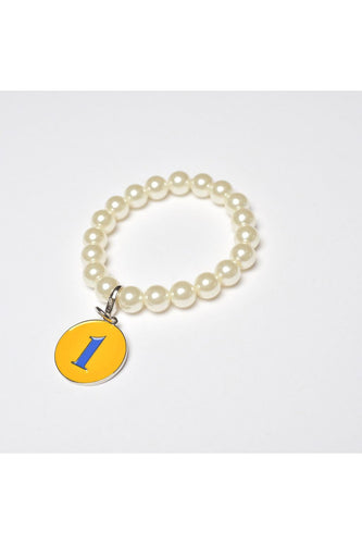 Pearl Bracelet with Rhoyal Number Charm