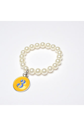 Pearl Bracelet with Rhoyal Number Charm