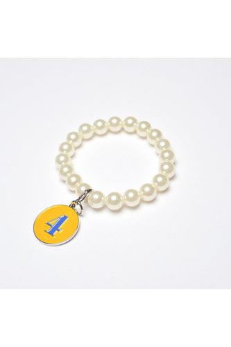Pearl Bracelet with Rhoyal Number Charm