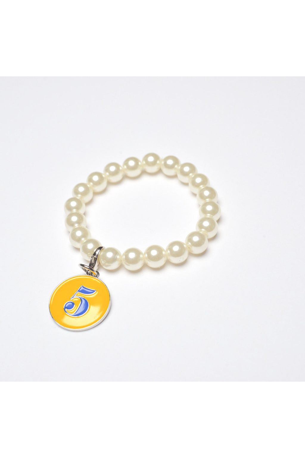 Pearl Bracelet with Rhoyal Number Charm