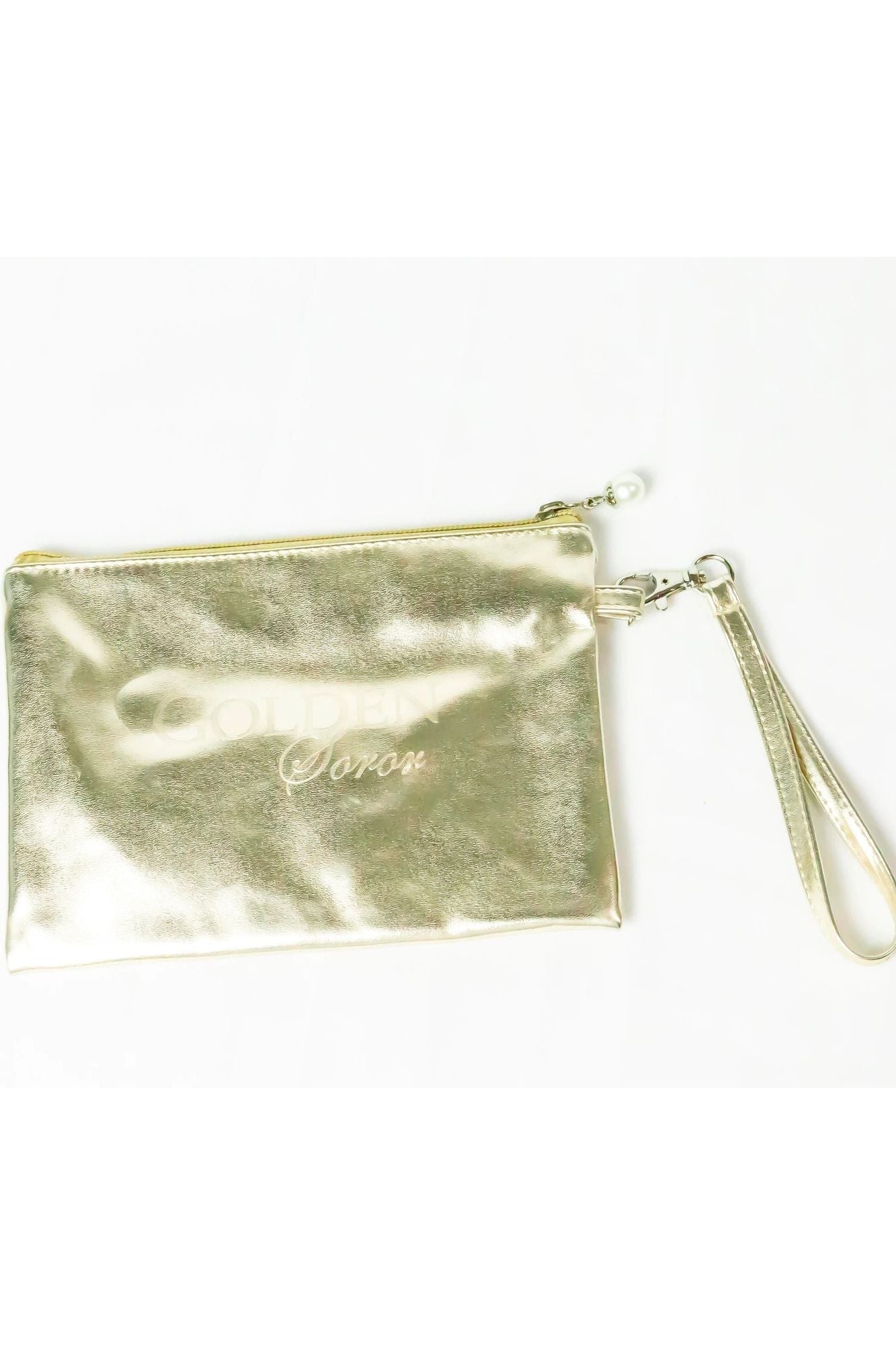 AKA Golden Soror Wristlet with Pearl Zipper