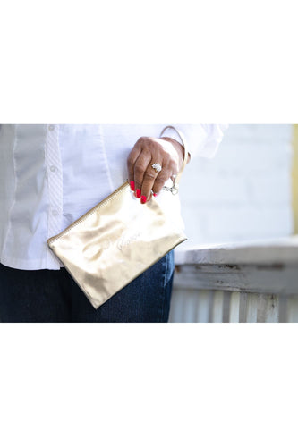 AKA Golden Soror Wristlet with Pearl Zipper