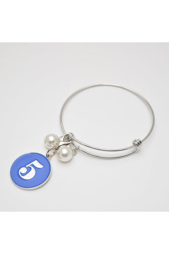 Silver Wire Bracelet with ZΦΒ Number Charm