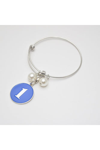 Silver Wire Bracelet with ZΦΒ Number Charm