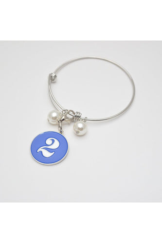 Silver Wire Bracelet with ZΦΒ Number Charm