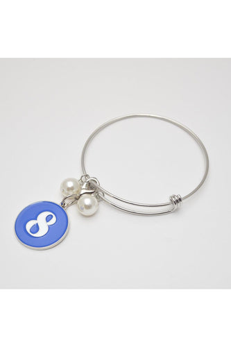 Silver Wire Bracelet with ZΦΒ Number Charm
