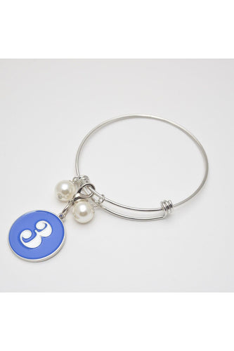 Silver Wire Bracelet with ZΦΒ Number Charm