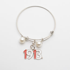 Silver Wire Bracelet with 1913 Charm