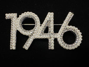 1946 Pearl & Clear Stone Lapel Pin