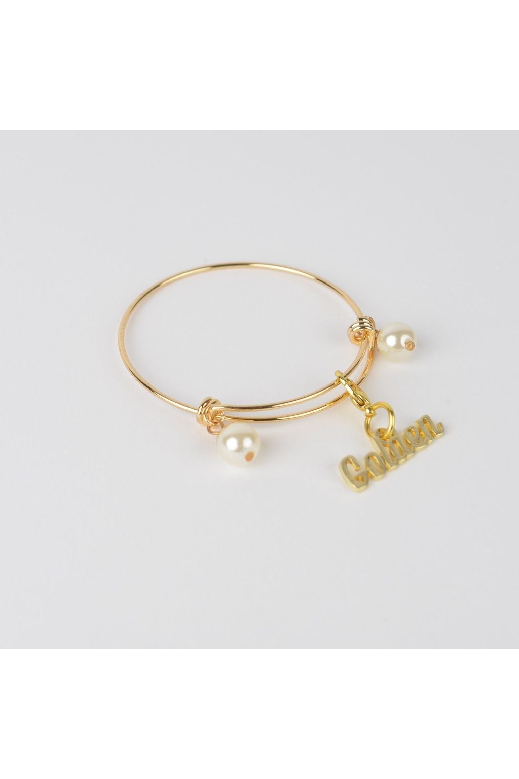 Gold Wire Bracelet with Golden Charm