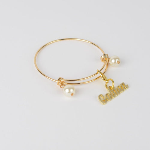 Gold Wire Bracelet with Golden Charm