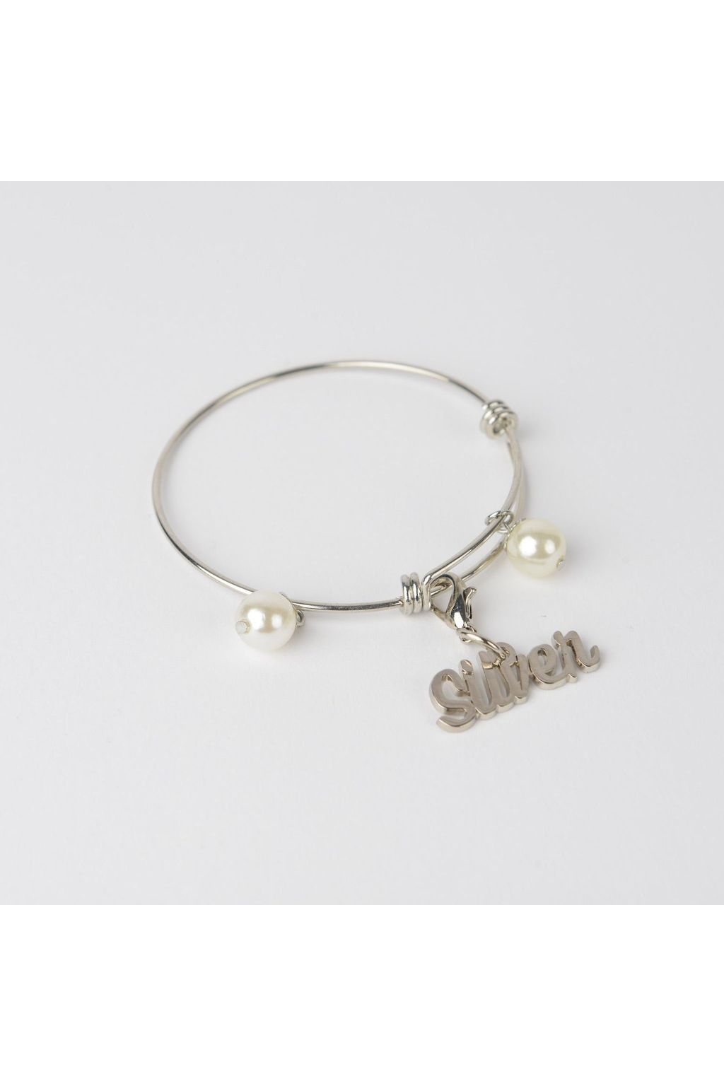 Silver Wire Bracelet with Silver Charm