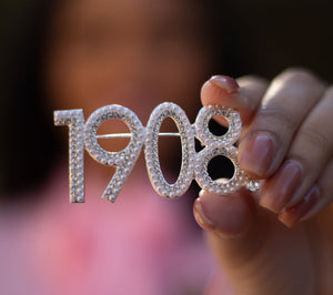 1908 Pearl & Clear Stone Lapel Pin