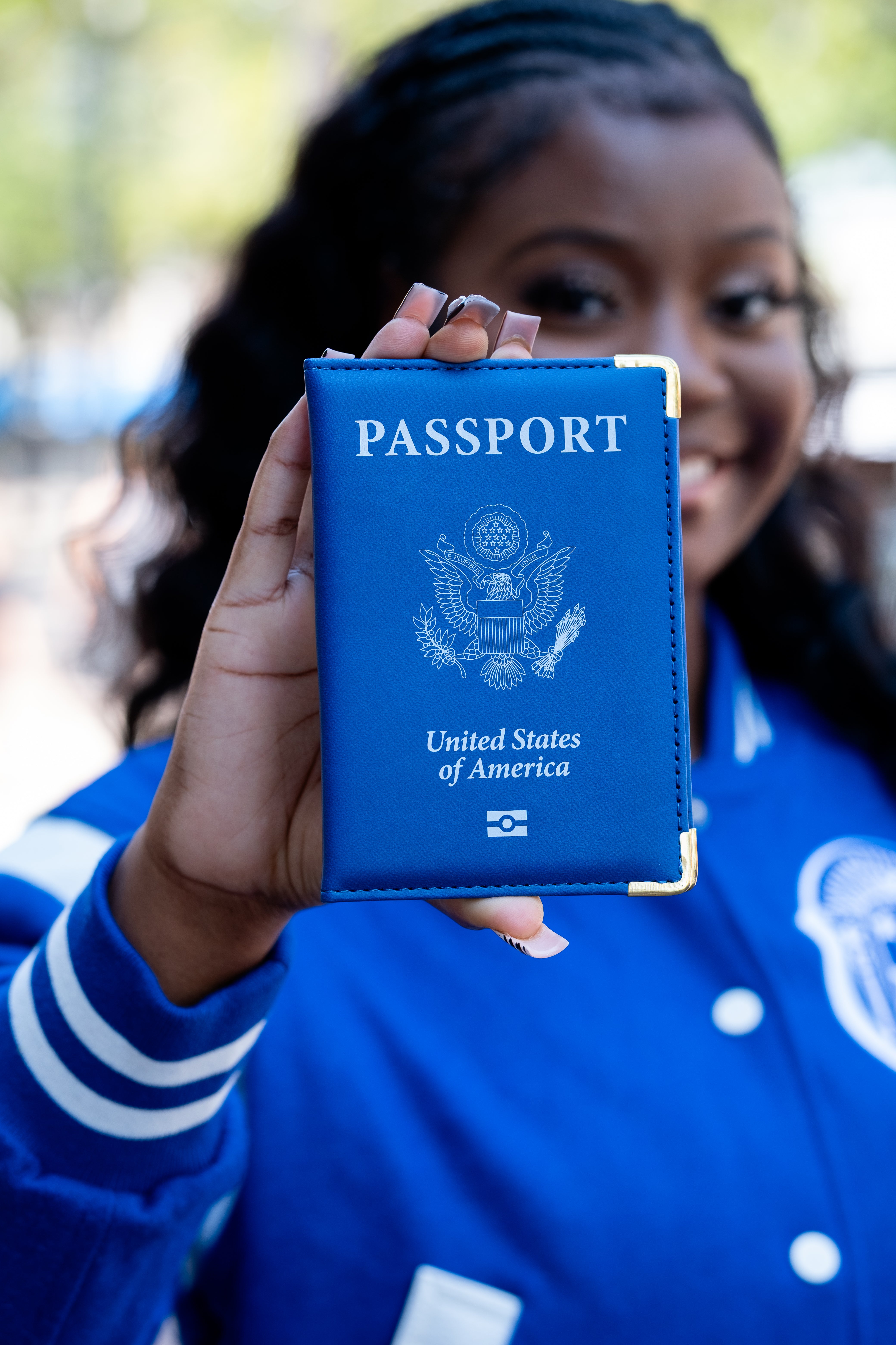 Blue and White Passport Cover