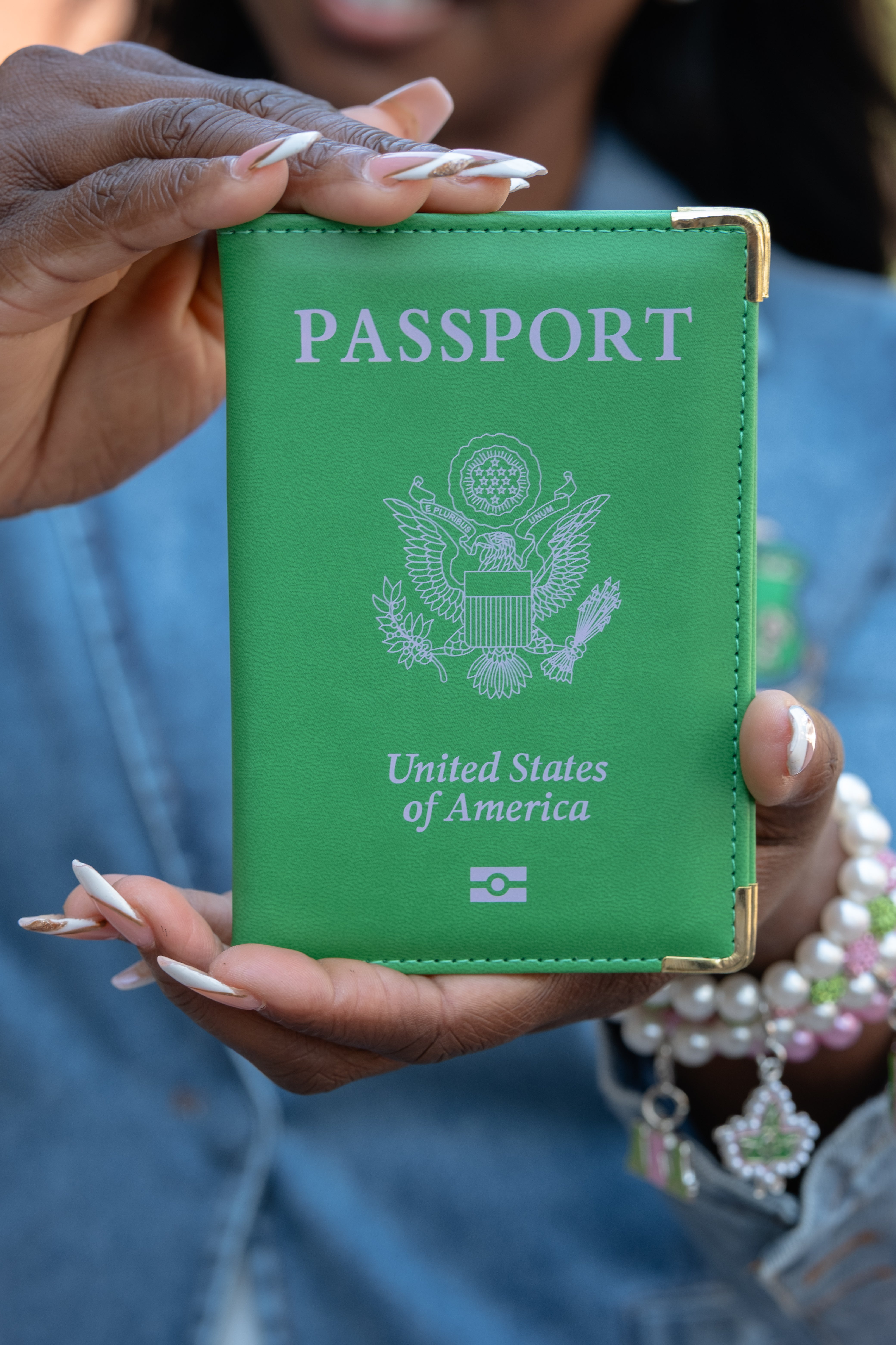 Pink and Green Passport Cover