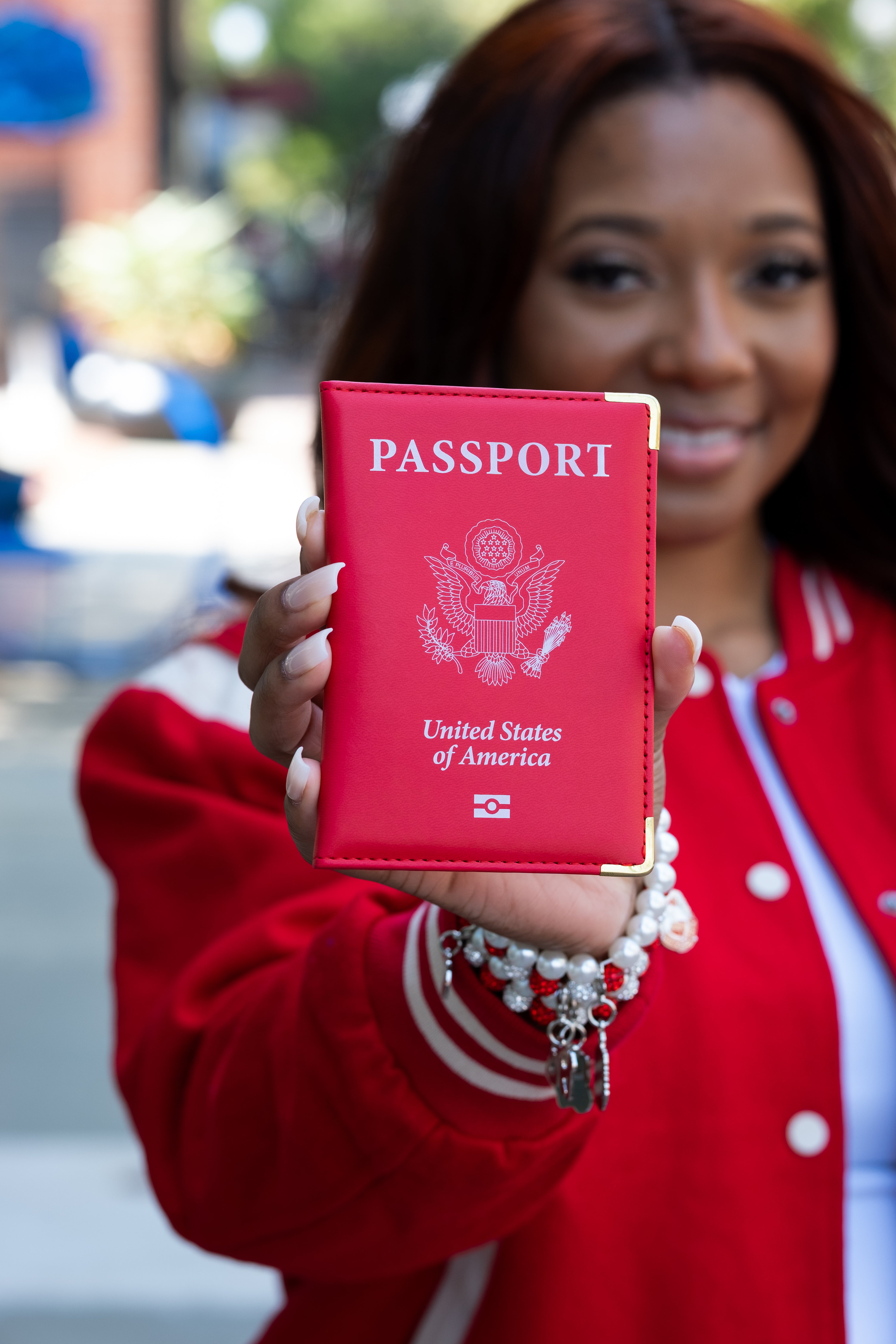 Red and White Passport Cover