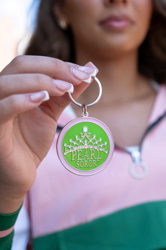 AKA Pearl Soror w/ Crown Keychain