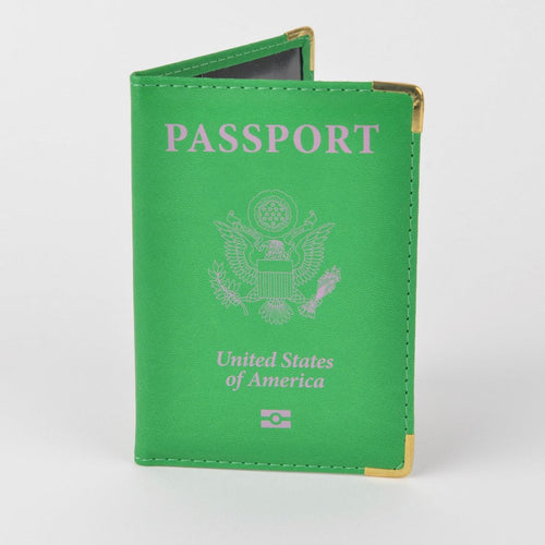 Pink and Green Passport Cover