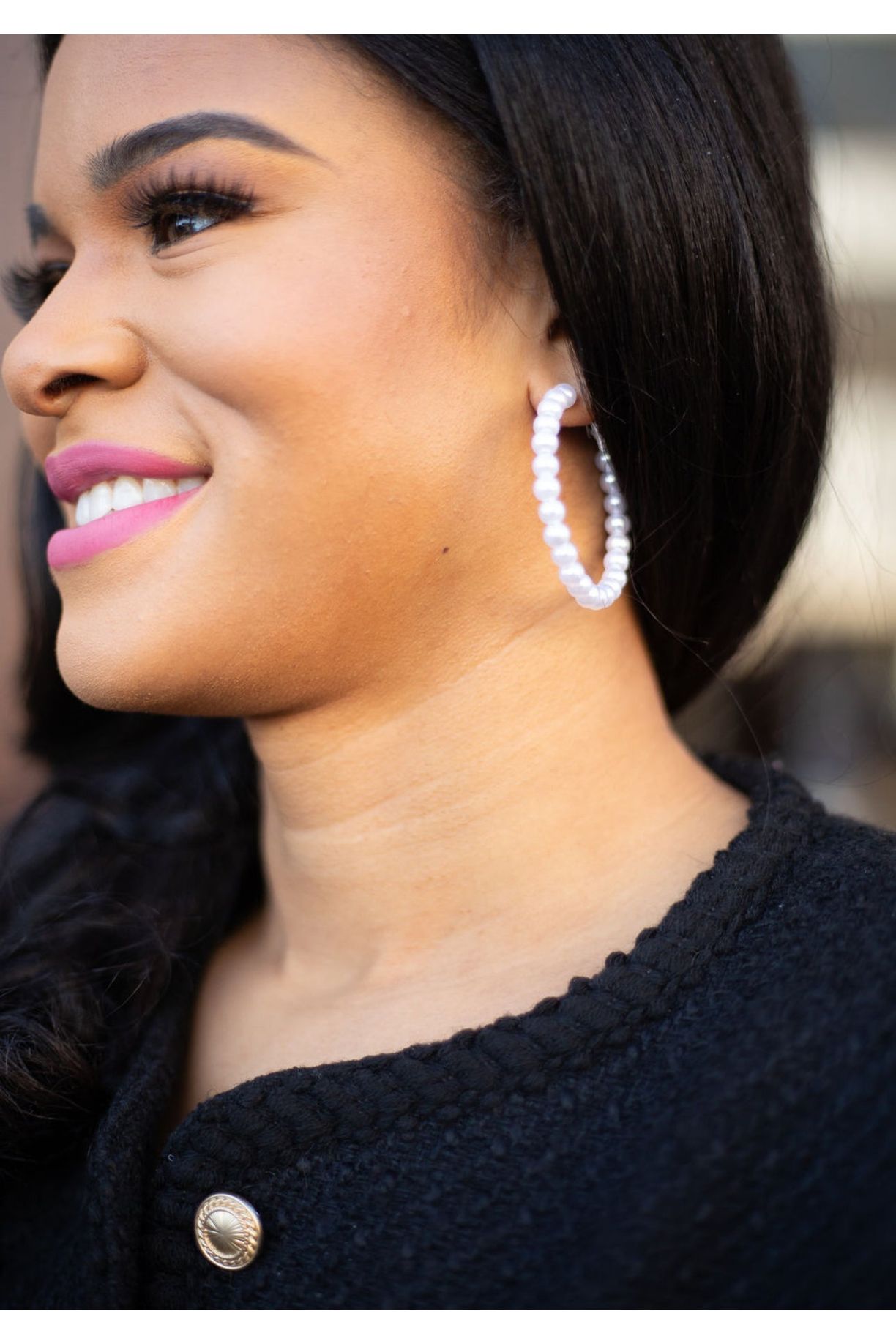 Large Size Pearl Hoops