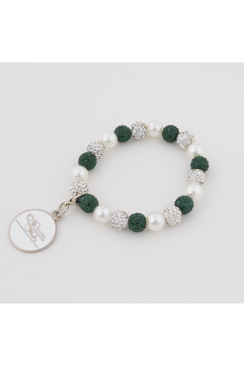 Links Bling & Pearl Bracelet with Links Logo Charm