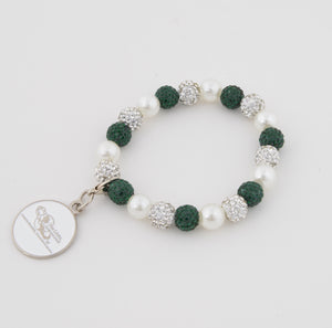 Links Bling & Pearl Bracelet with Links Logo Charm