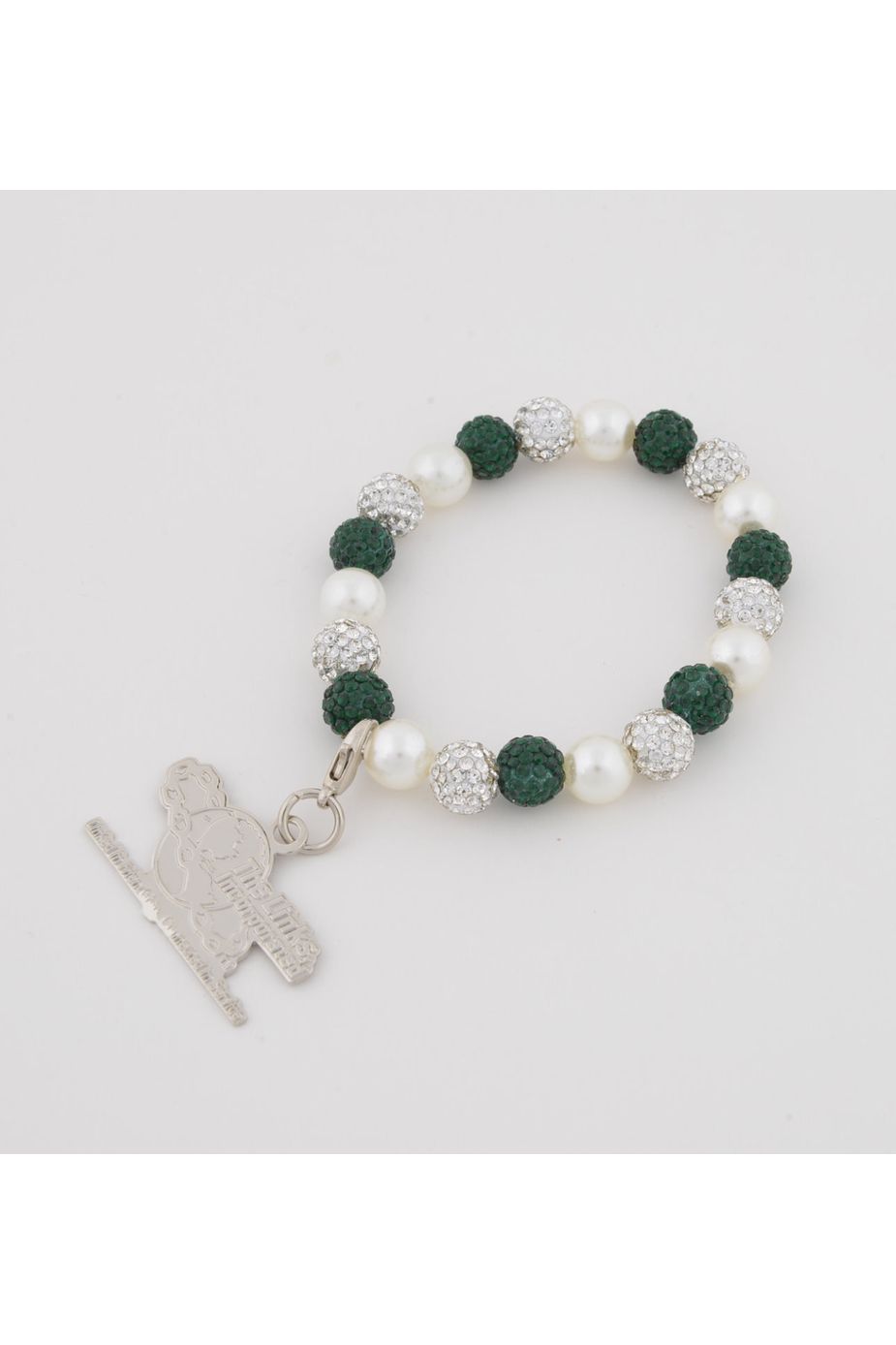 Links Bling & Pearl Bracelet with Silver Embossed Charm