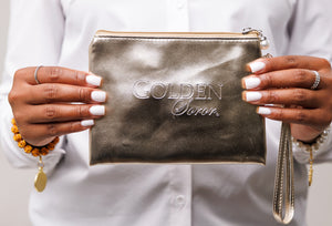 AKA Golden Soror Wristlet with Pearl Zipper
