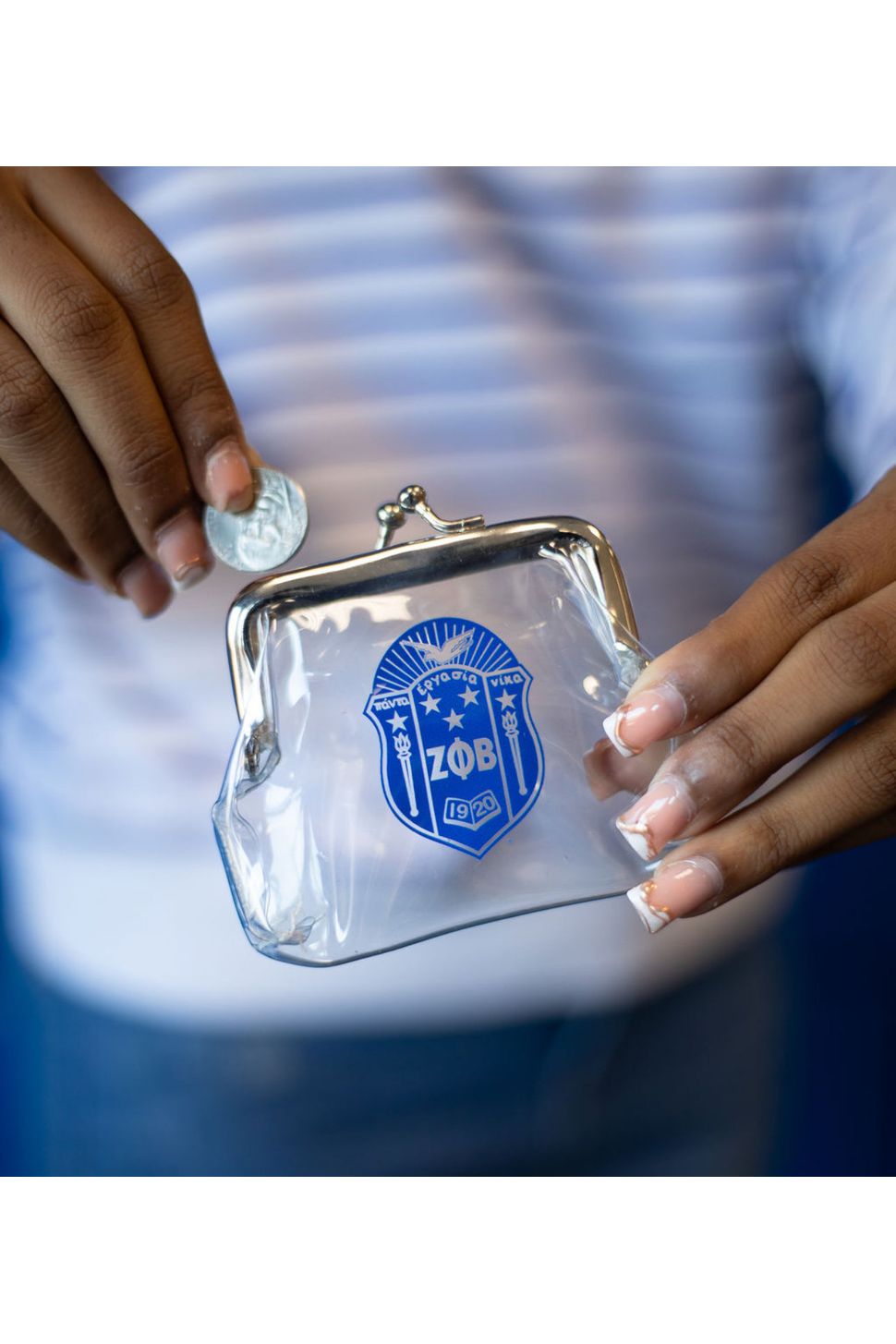 ΖΦΒ Clear Coin Purse – Rosa's Greek Boutique, - Main Image