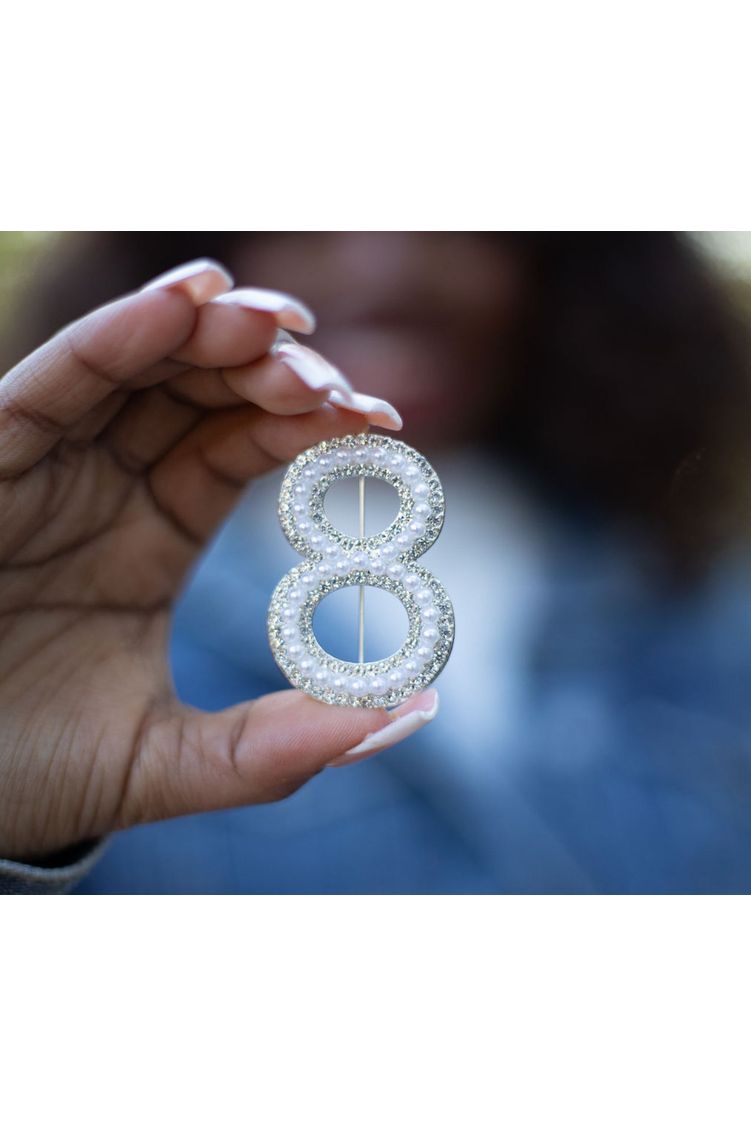 Pearl & Crystal Number Lapel Pins Rosa's Greek Boutique, Inc.