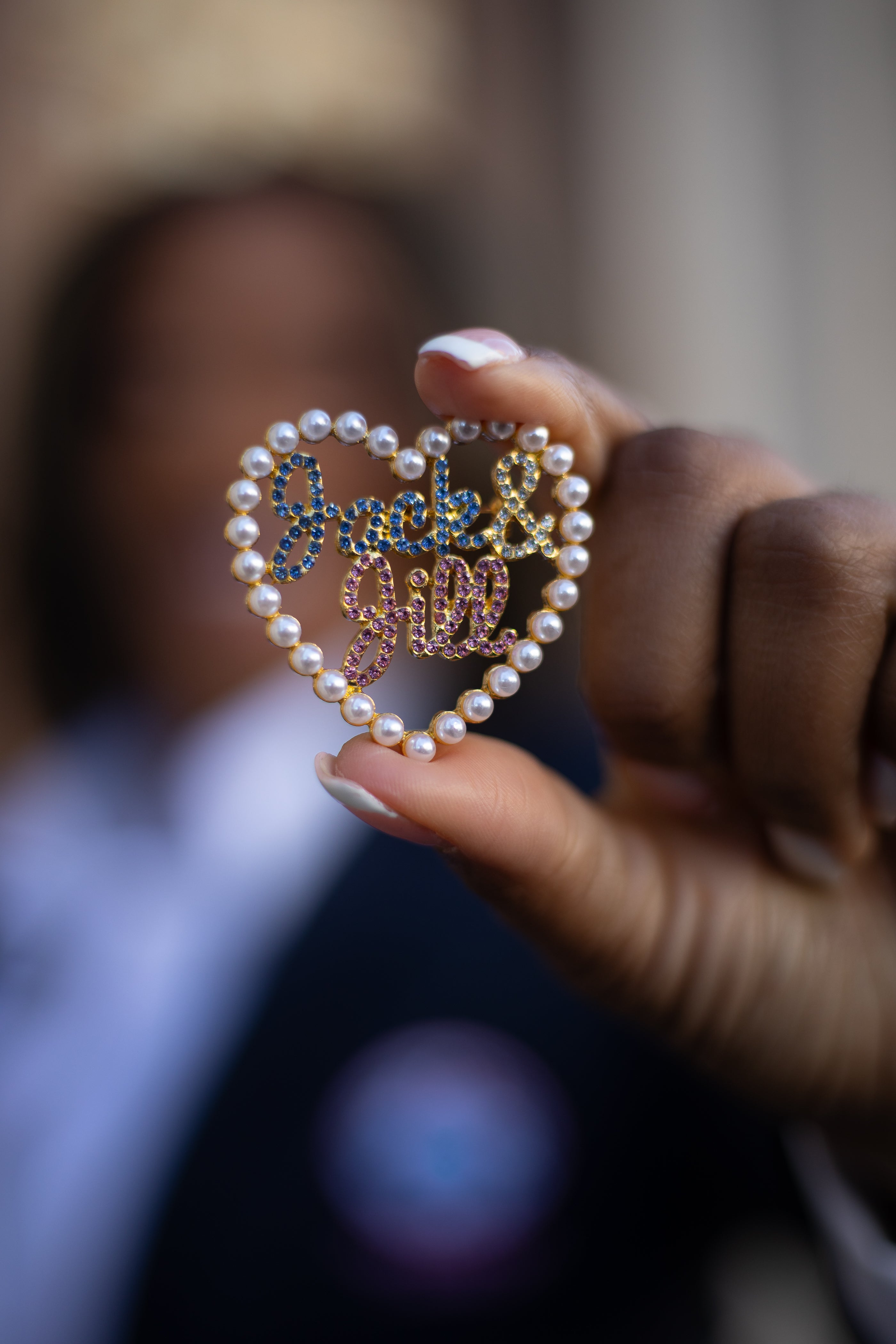 Jack and Jill Pearl Heart Lapel Pin