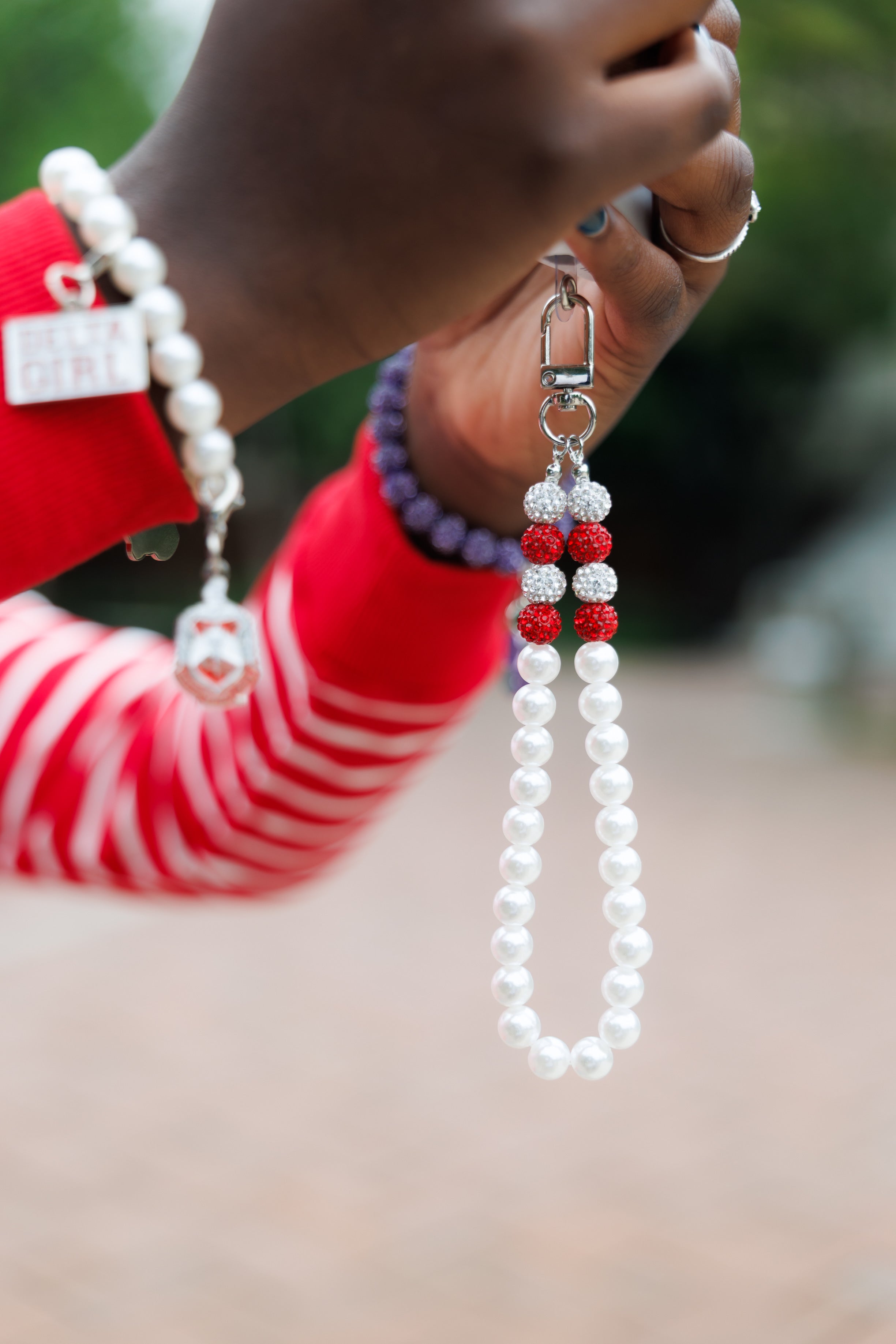 ΔΣΘ Pearl and Bling Phone Charm