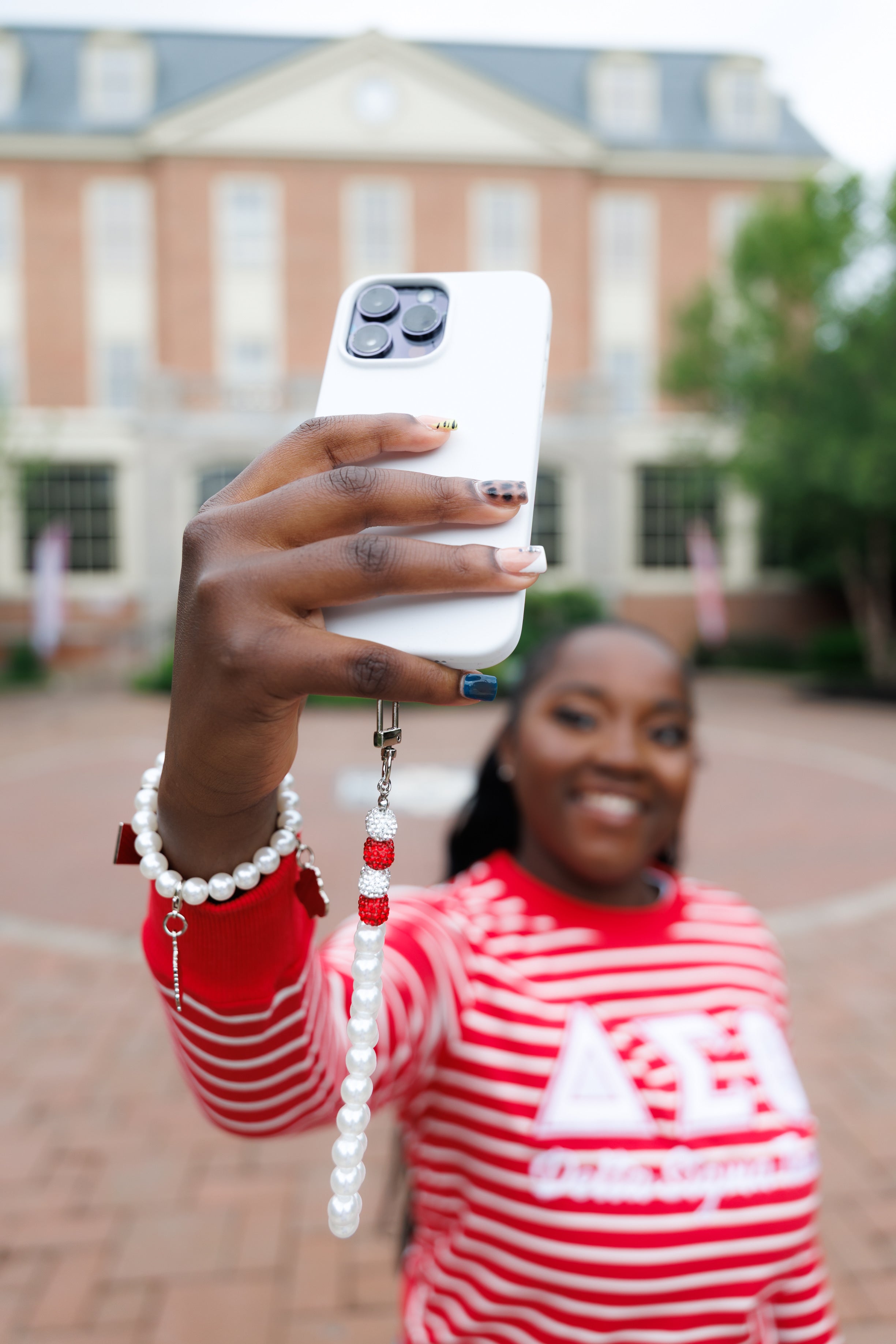 ΔΣΘ Pearl and Bling Phone Charm