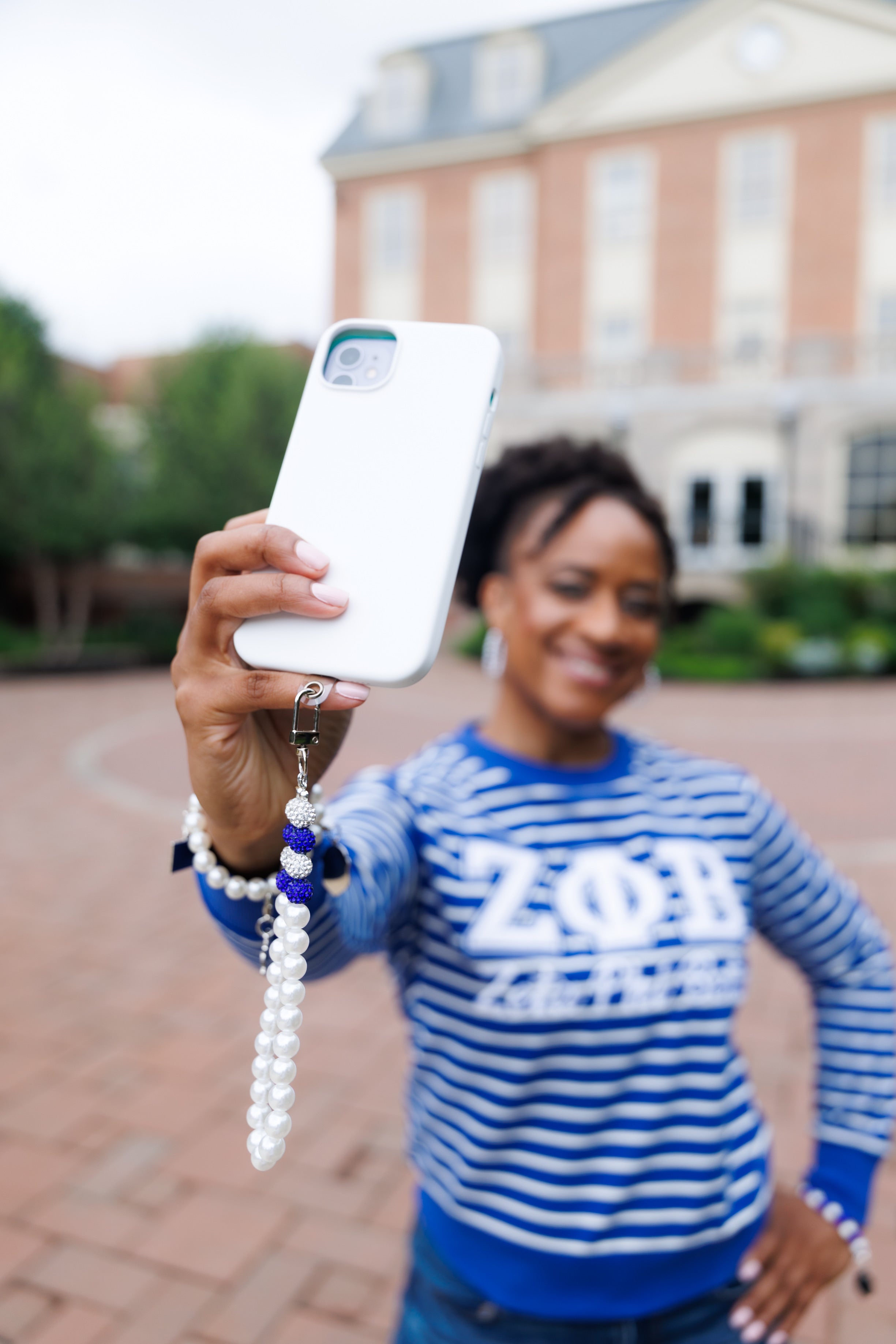 ΖΦΒ Pearl and Bling Phone Charm
