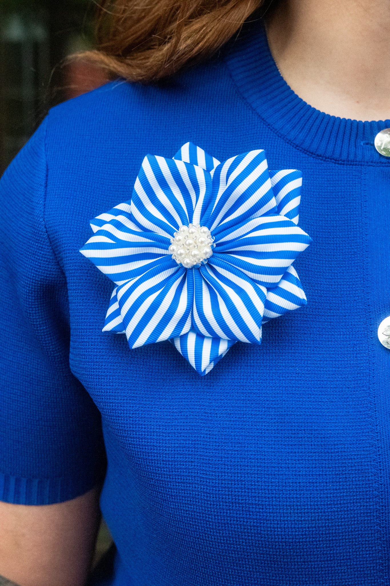 ΖΦΒ Striped Ribbon Pin