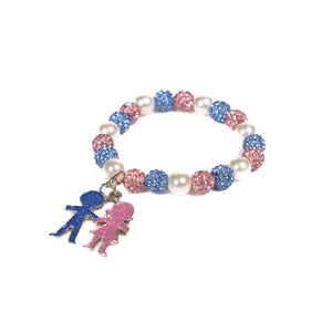 Jack and Jill Bling & Pearl Bracelet with Boy & Girl Charm