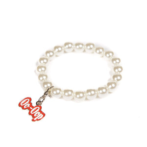 Delta Sigma Theta White Pearl Bracelet with Oo-oop Charm