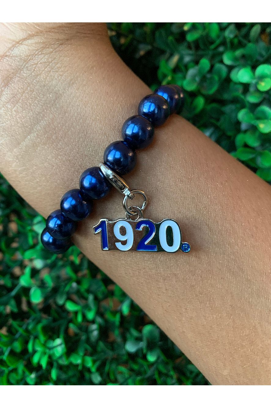 ΖΦΒ Blue Pearl Bracelet with 1920 Charm