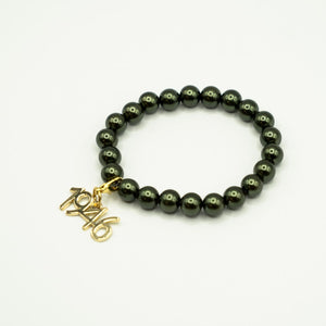 LINKS Green Pearl Bracelet with Gold 1946 Charm