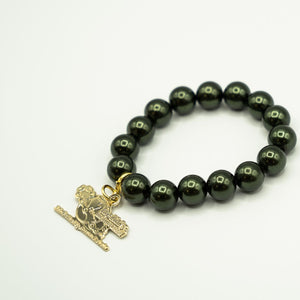 LINKS Green Pearl Bracelet with Gold Embossed Charm