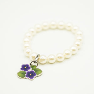 Delta Sigma Theta White Pearl Bracelet with Violet Charm