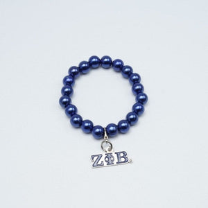 Zeta Phi Beta Blue Pearl Bracelet with  Zeta Phi Beta Charm