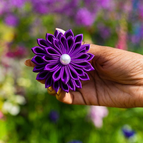 Purple Ribbon Flower Pin