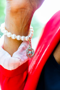 Delta Sigma Theta Pearl Bracelet with Silver Shield