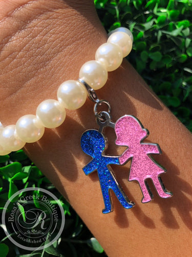 Jack and Jill of America, Inc. Pearl Bracelet with Boy & Girl Charm
