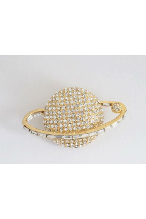 Large Globe with Baguette Stones Lapel Pin