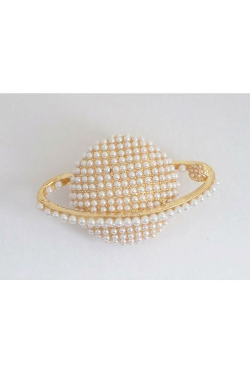 Large Gold Globe with Pearls Lapel Pin