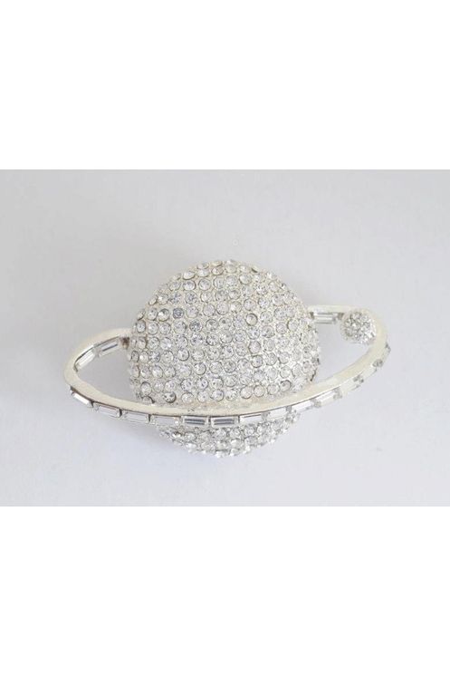 Large Globe with Baguette Stones Lapel Pin